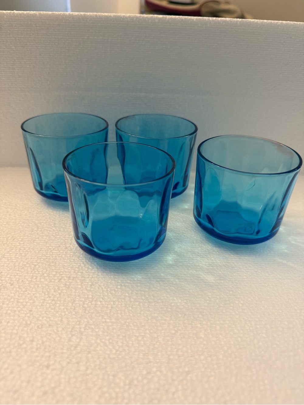 Vintage Blue Glass Water Juice Glassware Set - 4 Pieces